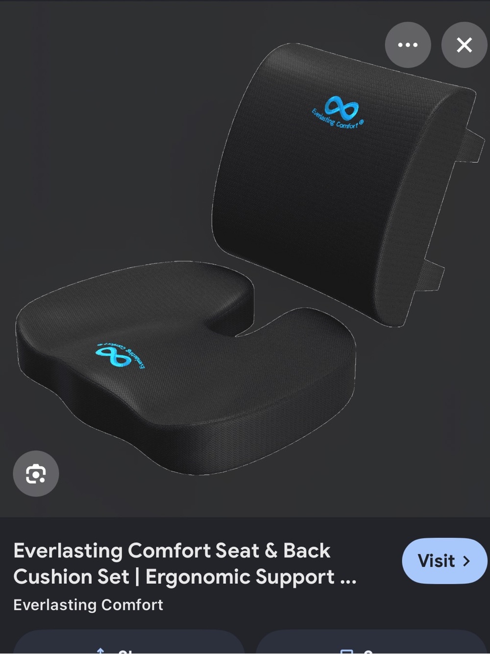 Everlasting Comfort Lumbar Seat & Back Cushion - Black and White NIB